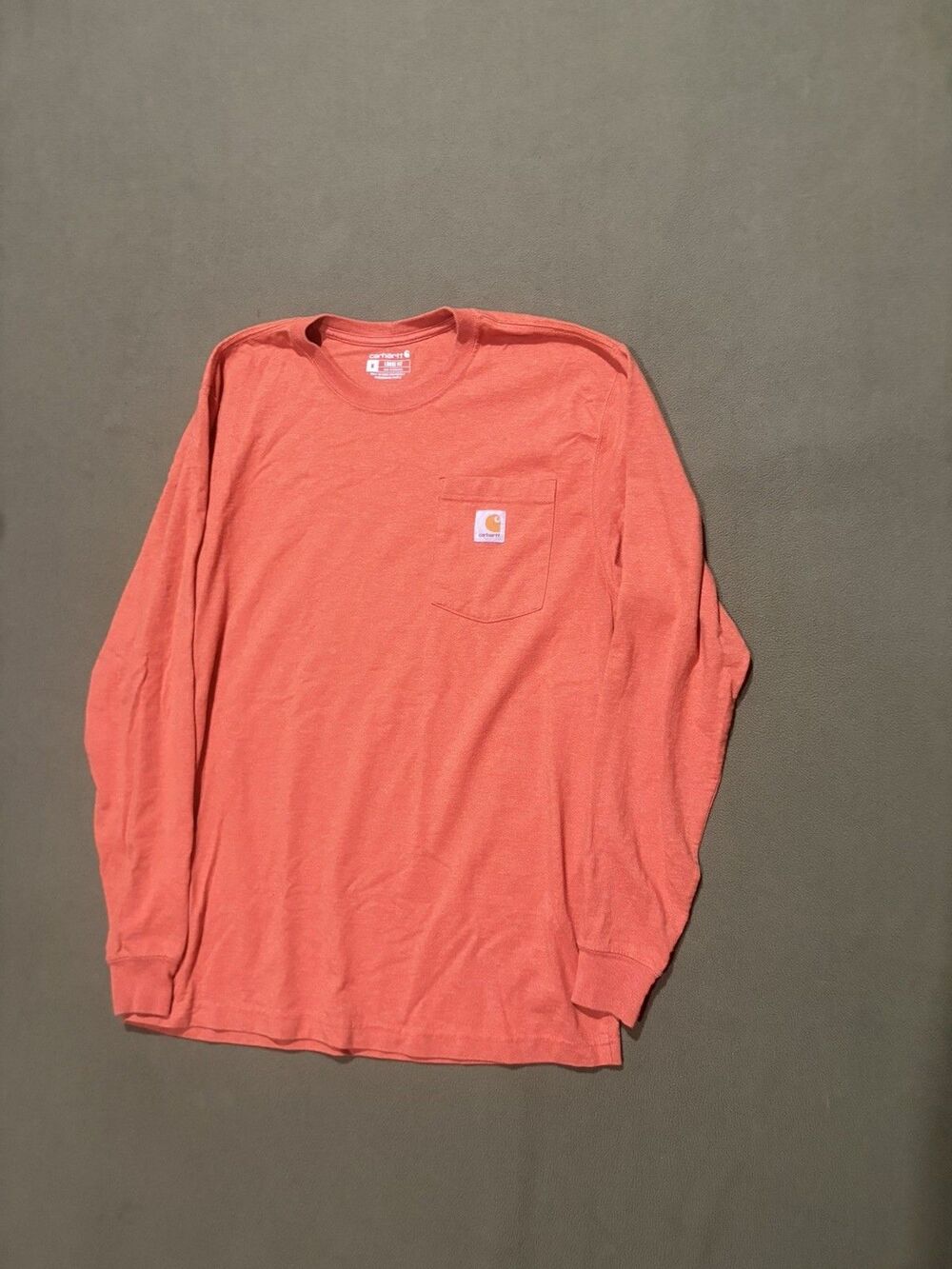 Carhartt Mens Loose Fit Heavyweight Long Sleeve Pocket T-Shirt Orange Med M K126